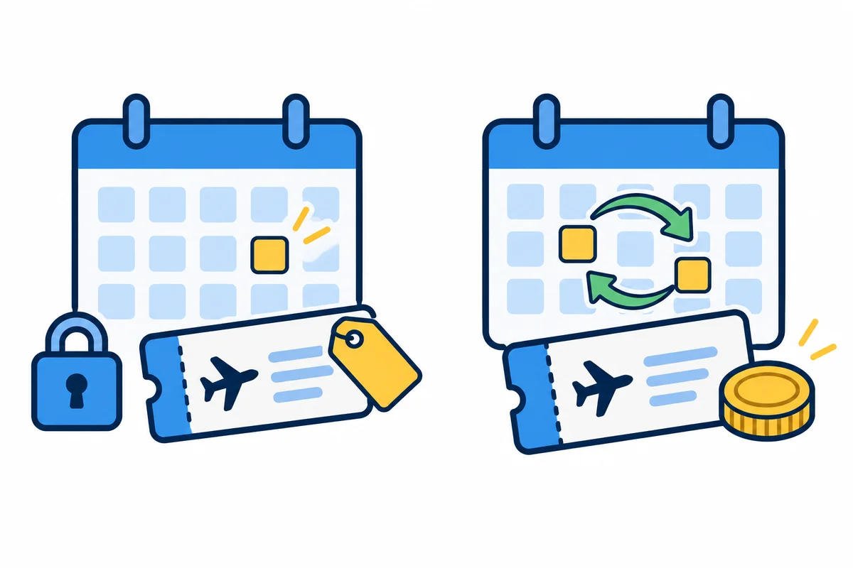 Concept illustration: a discounted award tied to a fixed date, versus an award permitting date changes subject to fees.