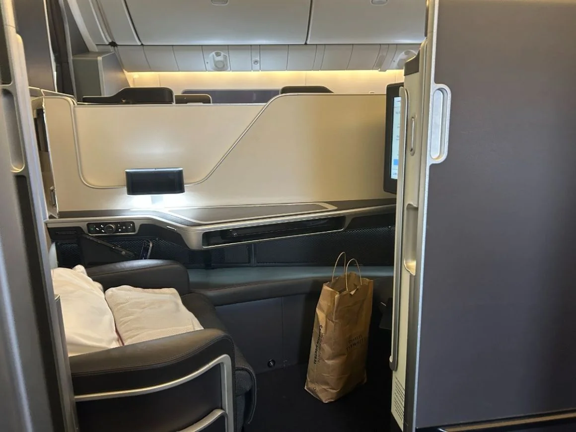 British Airways 777-300ER First centre seats, photographed in 2023