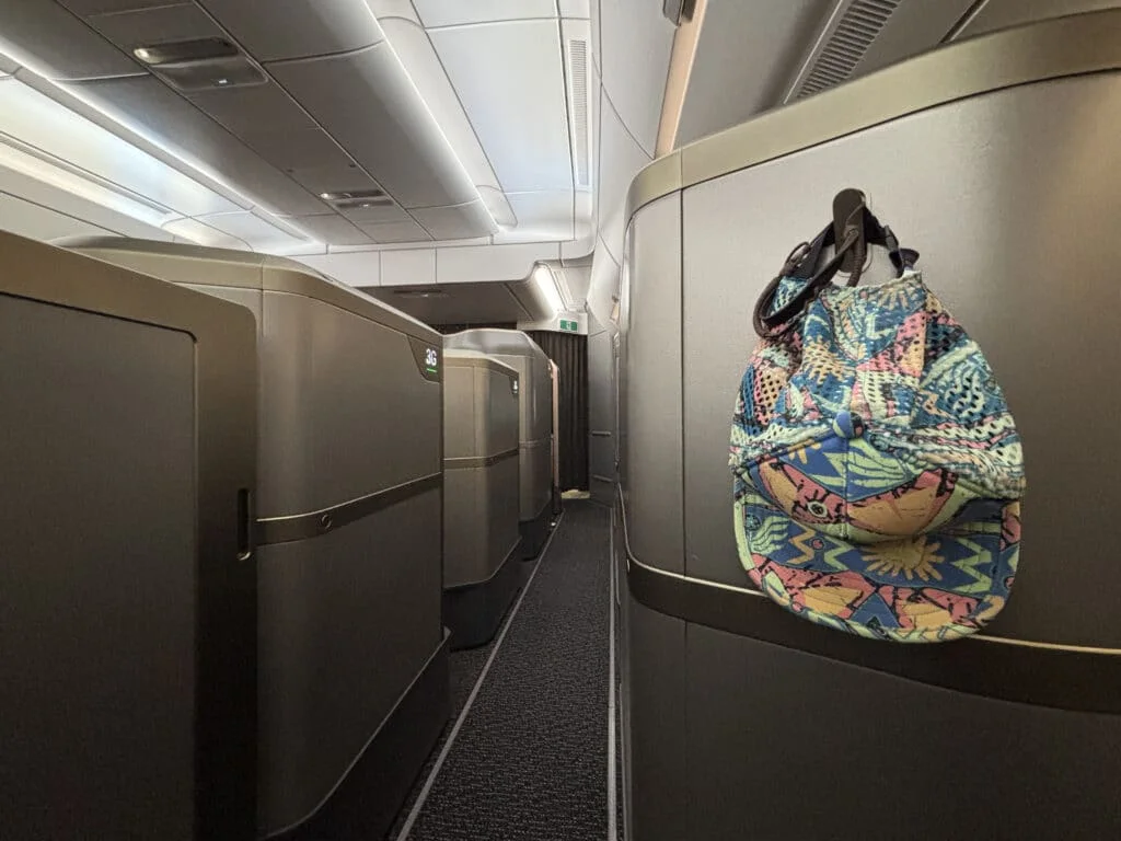 STARLUX Business Class partition and aisle photographed by On Borrowed Miles