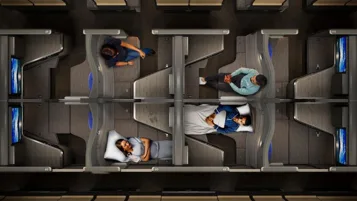 Official ANA THE Room FX rendering showing the seat and resting posture from above