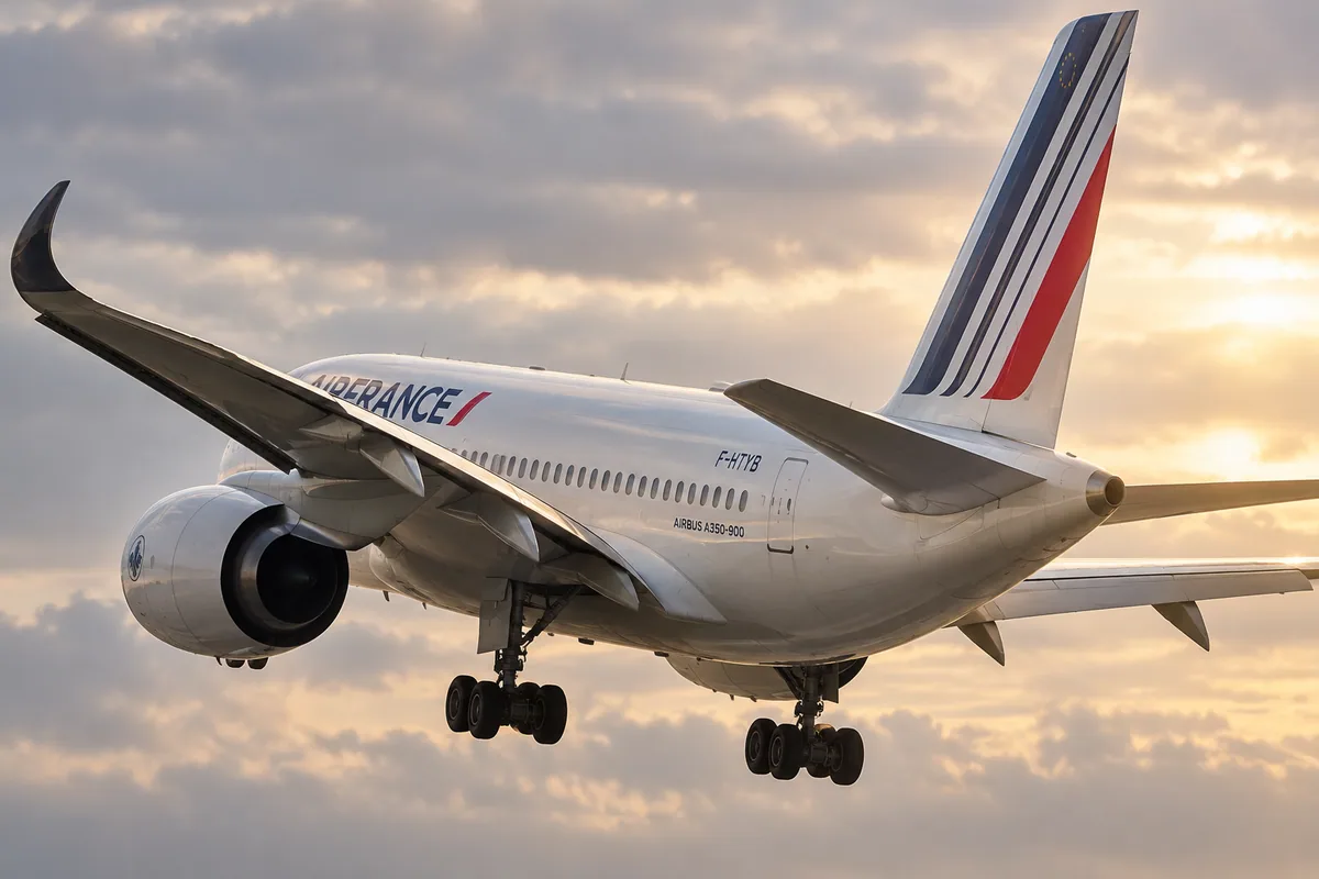 エールフランス航空のAirbus A350-900を題材にしたAIイメージ。実際の搭乗写真ではありません。