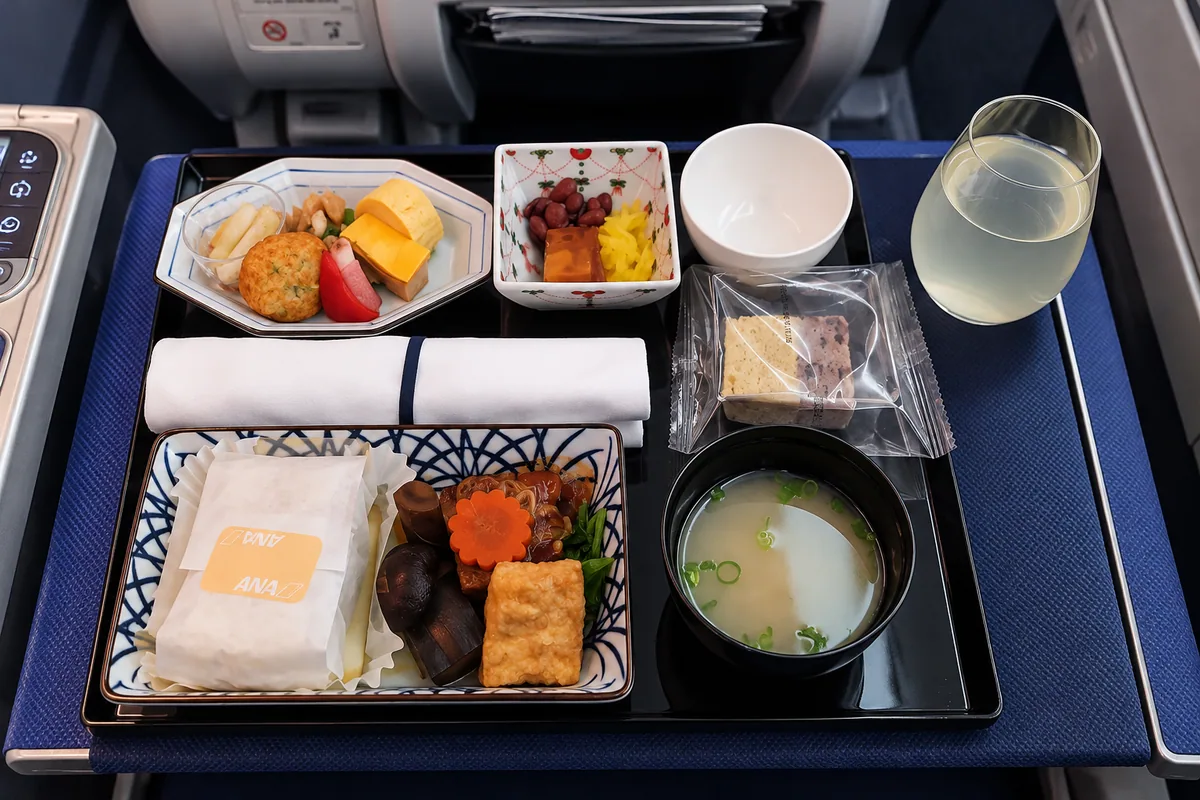 ANA（全日本空輸）の機内を題材にしたAIイメージ。実際の搭乗写真ではありません。