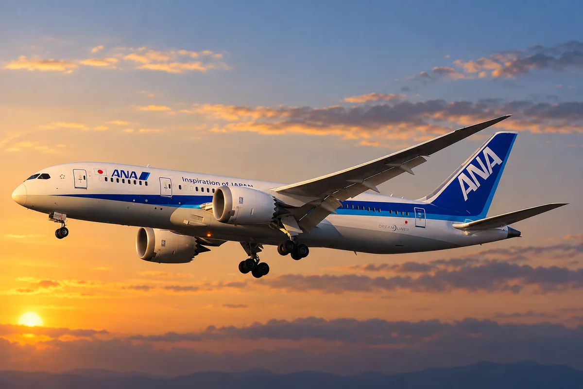 ANA（全日本空輸）のBoeing 787-8を題材にしたAIイメージ。実際の搭乗写真ではありません。
