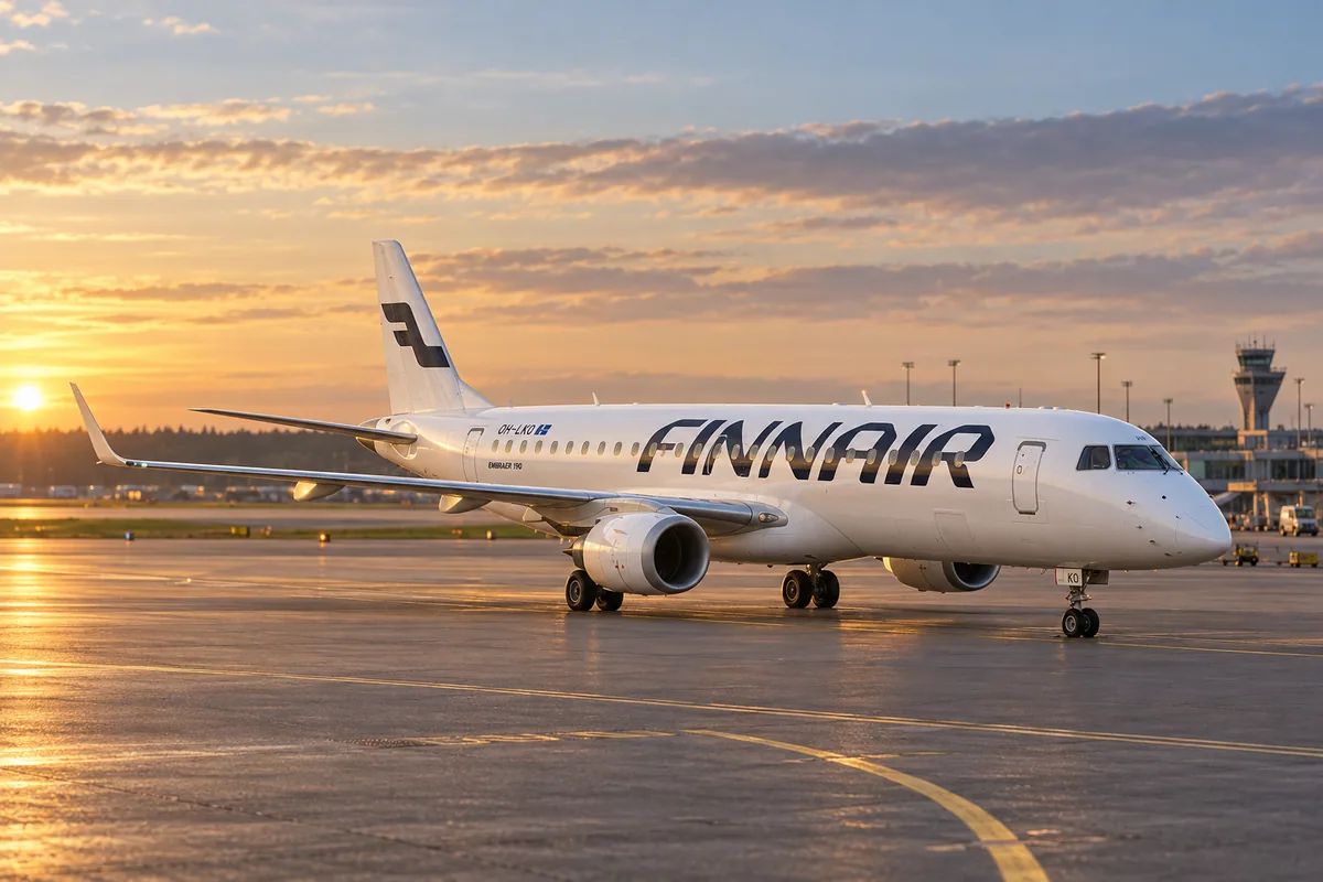 フィンエアーのEmbraer E190を題材にしたAIイメージ。実際の搭乗写真ではありません。