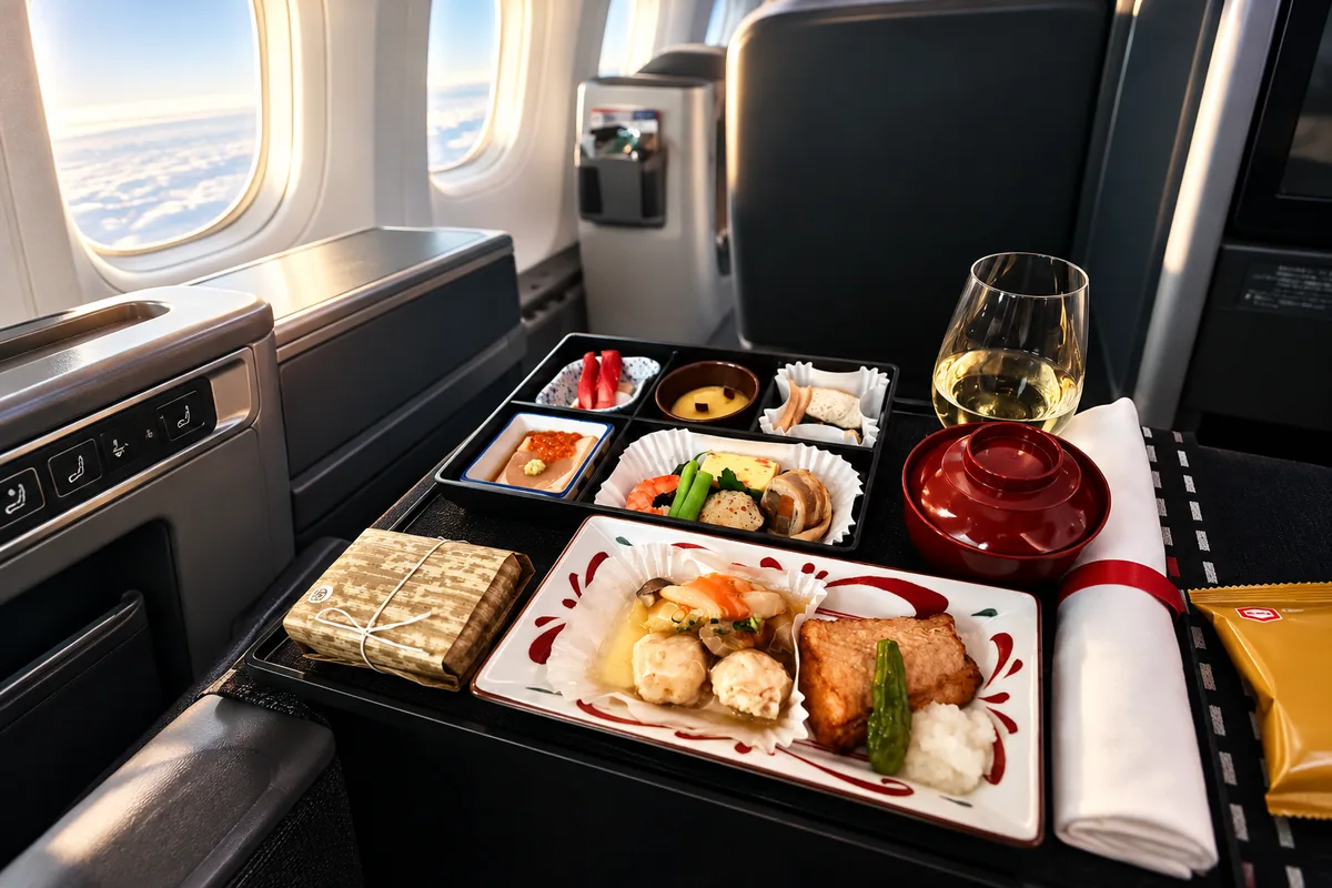 JAL（日本航空）の機内を題材にしたAIイメージ。実際の搭乗写真ではありません。