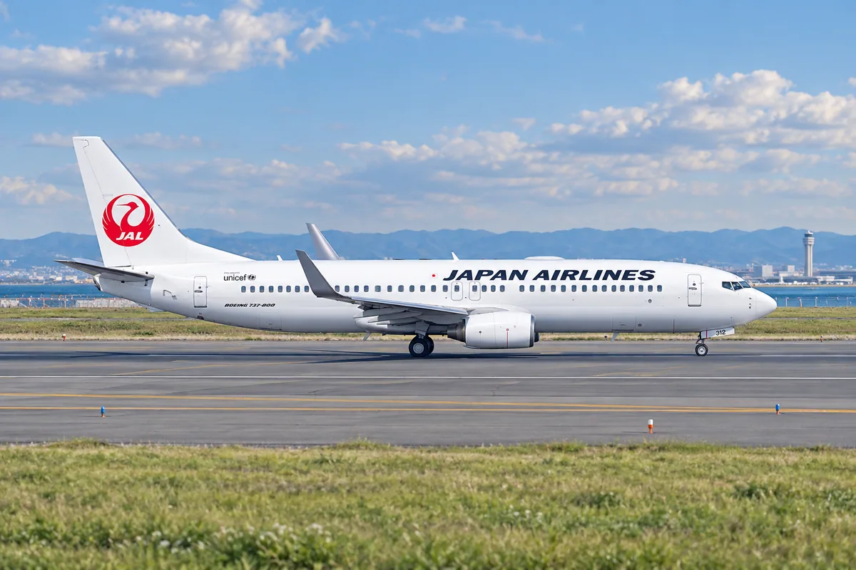 JAL（日本航空）のBoeing 737-800を題材にしたAIイメージ。実際の搭乗写真ではありません。