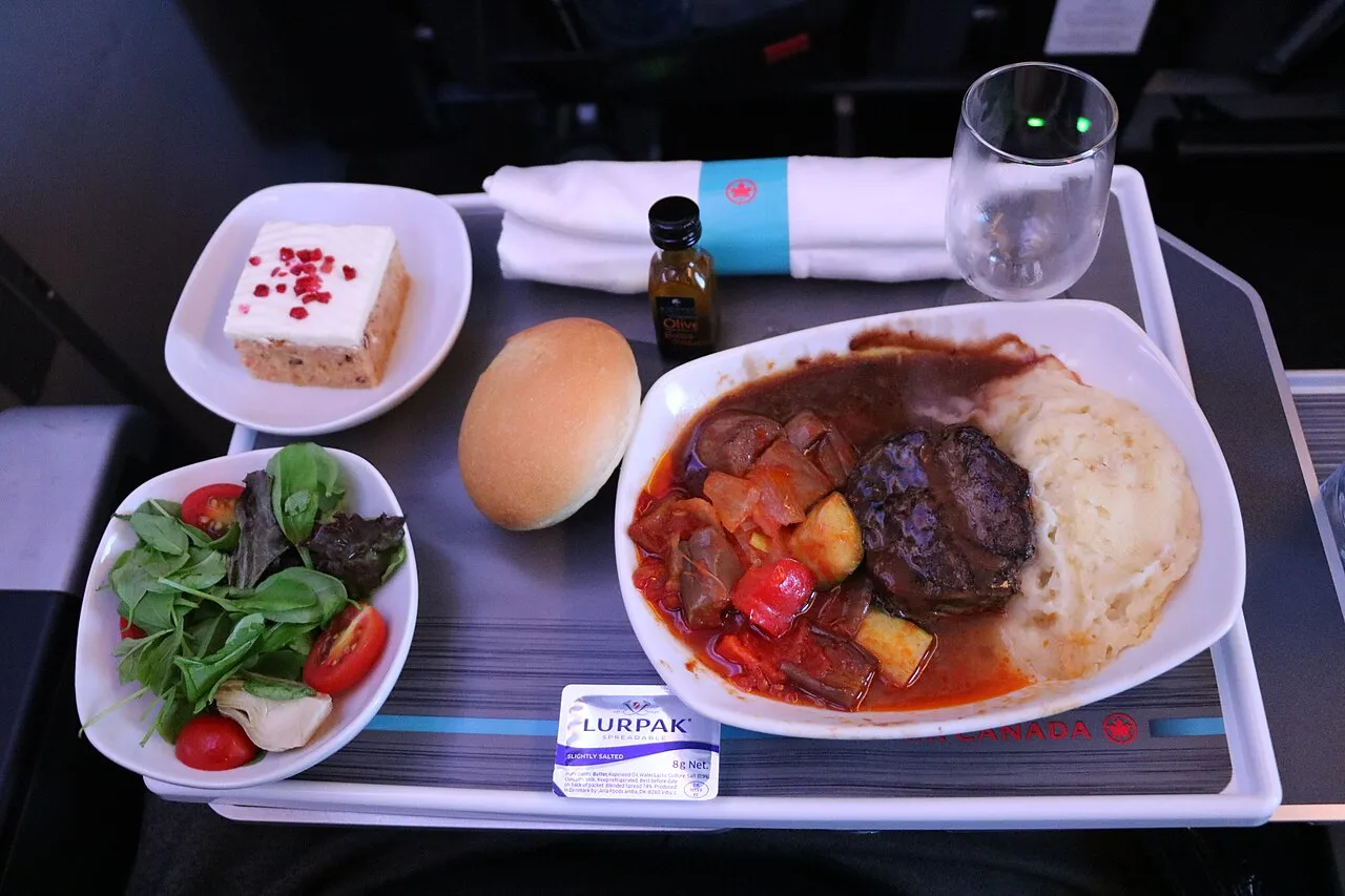 Air Canada Premium Economy dinner; 2017 reference photograph, not this report’s meal